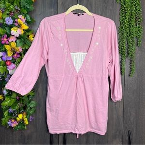 .|🌸5/$25🌸Debenhams Collection Pink Babydoll Quarter Sleeve Top Size 16/XL